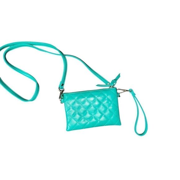 Green Cross Body quilted‎ Purse Detachable Strap Charming Charlie - Picture 1 of 5